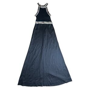 Manon Black With White/Tan Stripes Long Dress Size 10